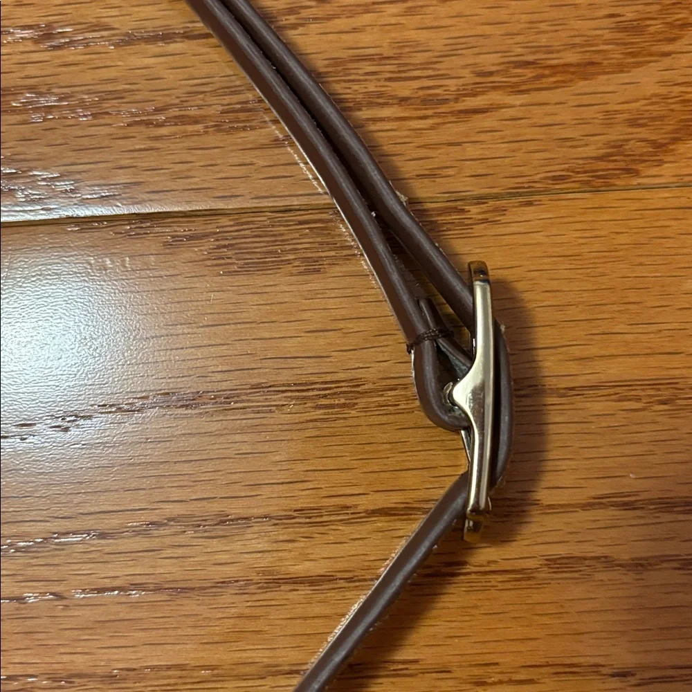 Ann Taylor Reversible Snake Print Belt Small Brown Waist Skinny Thin Tan Silver